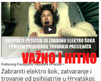 Peticija za zabranu elektro šoka ili elektrokonvulzivne terapije u Hrvatskoj